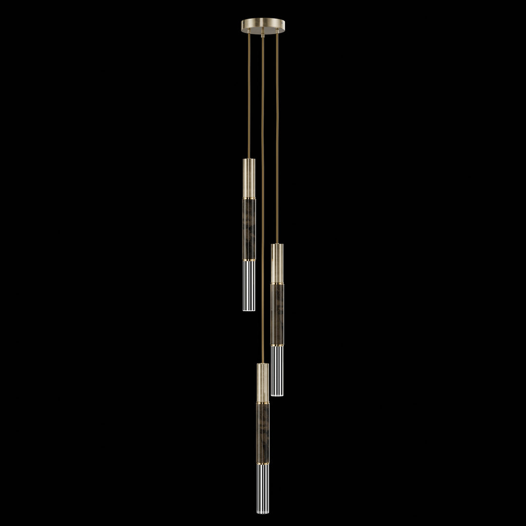 Fine Art Handcrafted Lighting Antonia 8.5"W Round Pendant in Standard Soft Gold Leaf, Brass, Charcoal (100016-511)