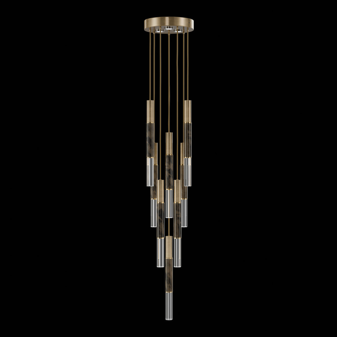 Fine Art Handcrafted Lighting Antonia 16"W Round Pendant 100017 in Standard Gold Leaf, Brass, Charcoal (100017-311)