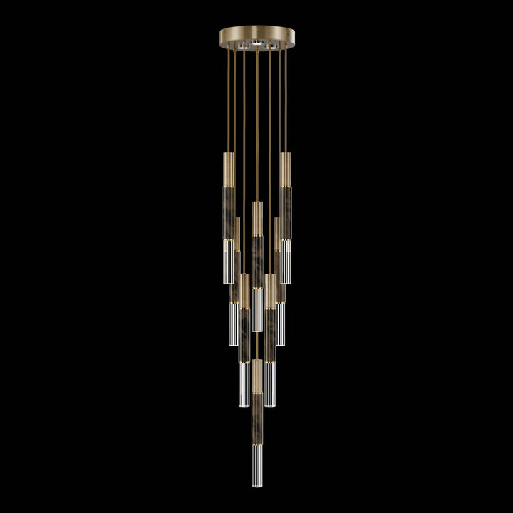 Fine Art Handcrafted Lighting Antonia 16"W Round Pendant 100017 in Standard Gold Leaf, Brass, Charcoal (100017-311)