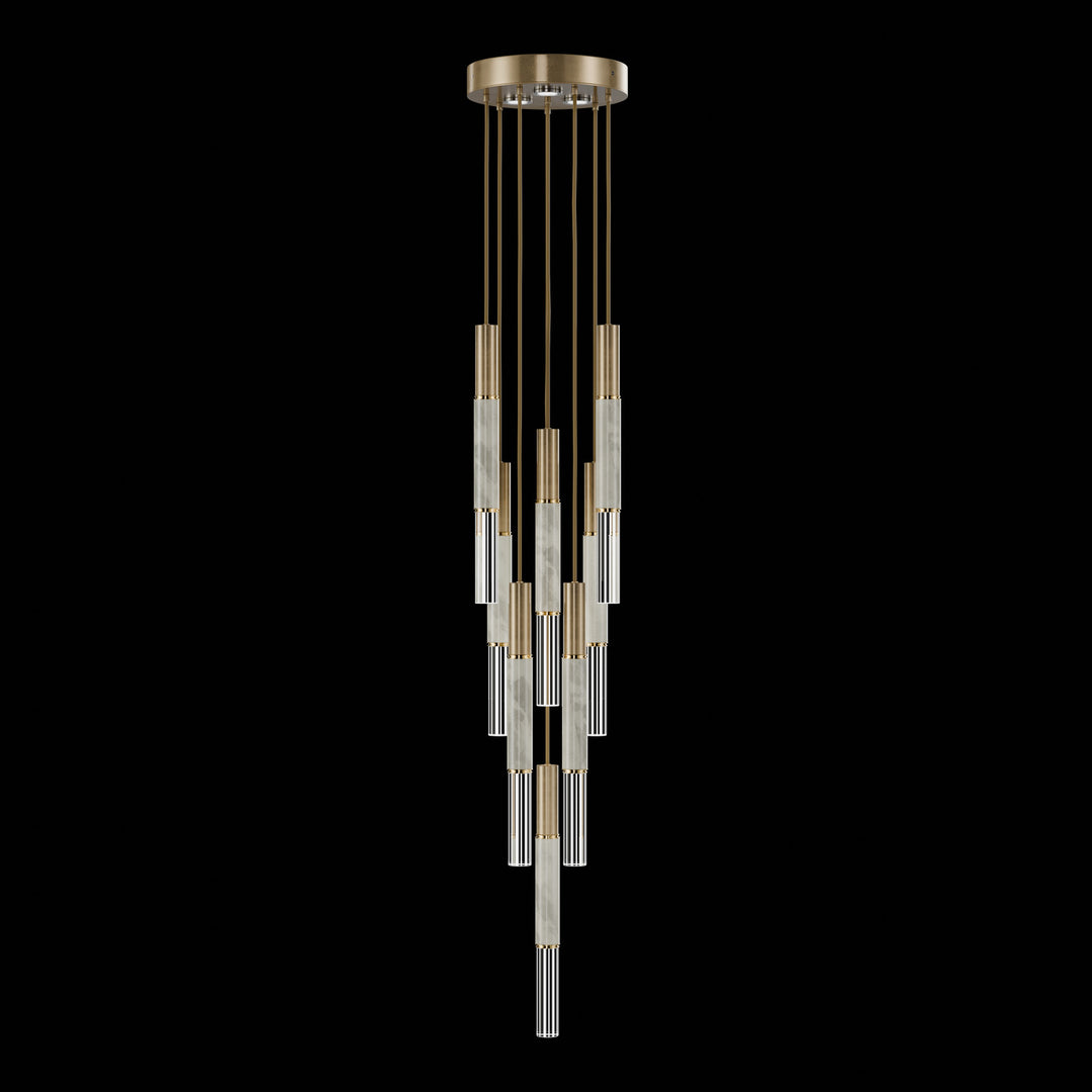 Fine Art Handcrafted Lighting Antonia 16"W Round Pendant 100017 in Standard Gold Leaf, Brass, Smoke (100017-312)