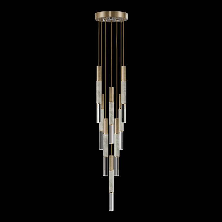 Fine Art Handcrafted Lighting Antonia 16"W Round Pendant 100017 in Standard Gold Leaf, Brass, Smoke (100017-312)