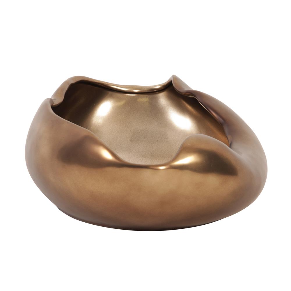 Howard Elliott Collection Matte Bronze Abstract Ceramic Bowl