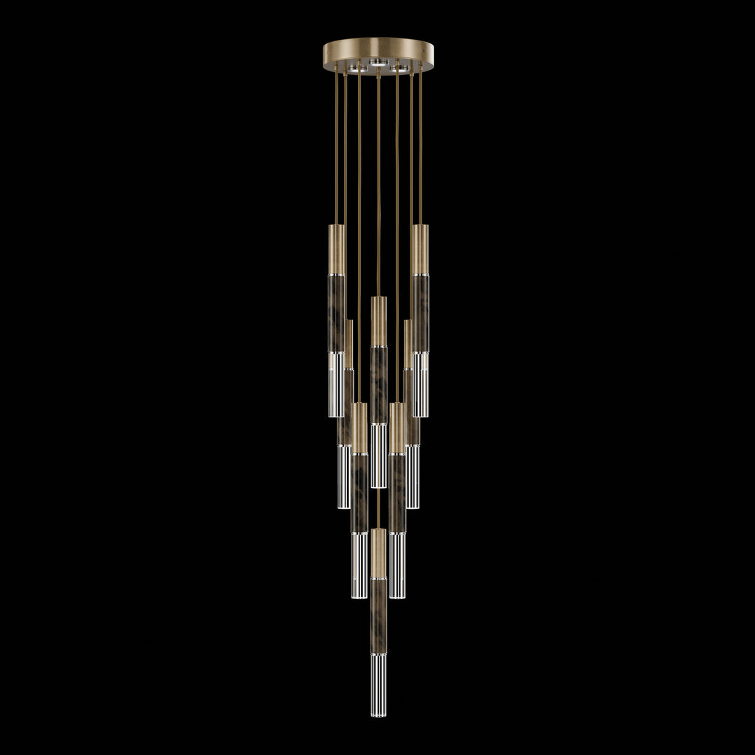 Fine Art Handcrafted Lighting Antonia 16"W Round Pendant 100017 in Standard Gold Leaf, Nickel, Charcoal (100017-321)