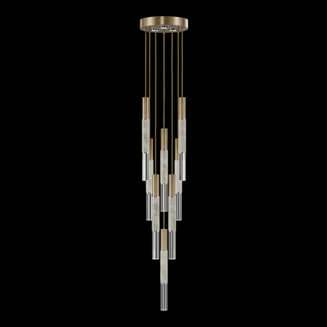 Fine Art Handcrafted Lighting Antonia 16"W Round Pendant 100017 in Standard Gold Leaf, Nickel, Smoke (100017-322)