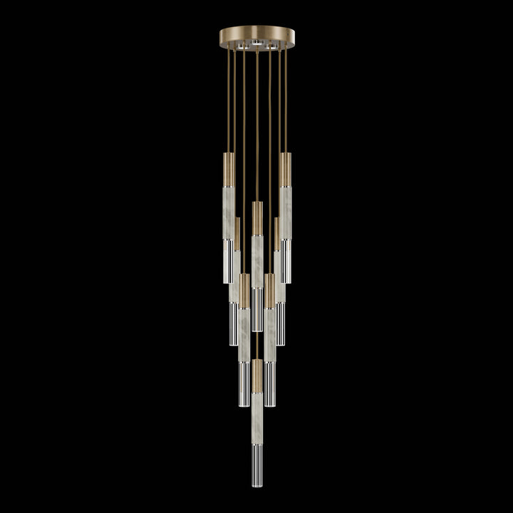 Fine Art Handcrafted Lighting Antonia 16"W Round Pendant 100017 in Standard Gold Leaf, Nickel, Smoke (100017-322)