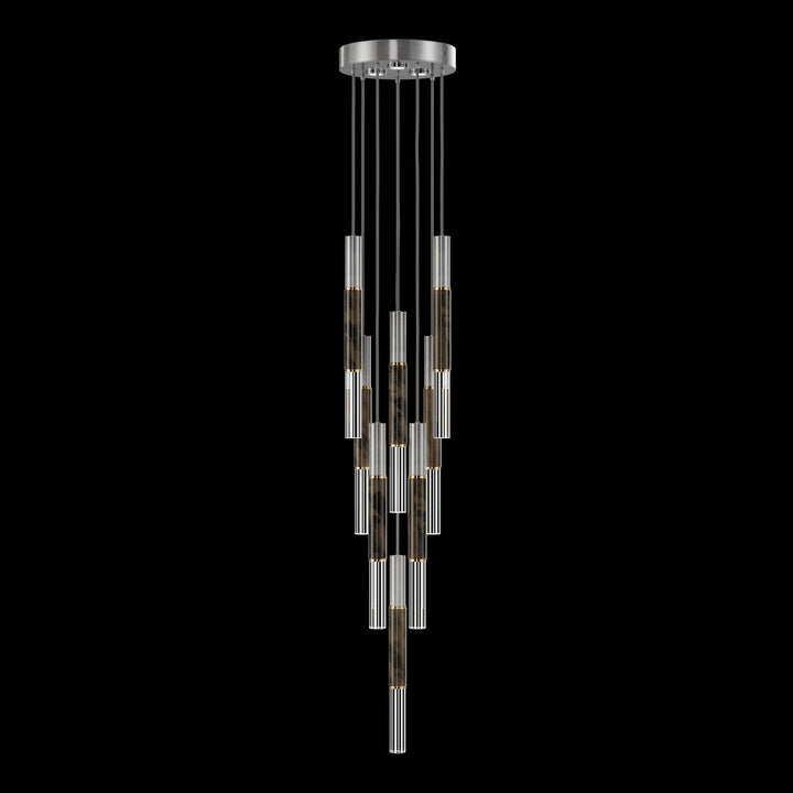 Fine Art Handcrafted Lighting Antonia 16"W Round Pendant 100017 in Standard Silver Leaf, Brass, Charcoal (100017-411)