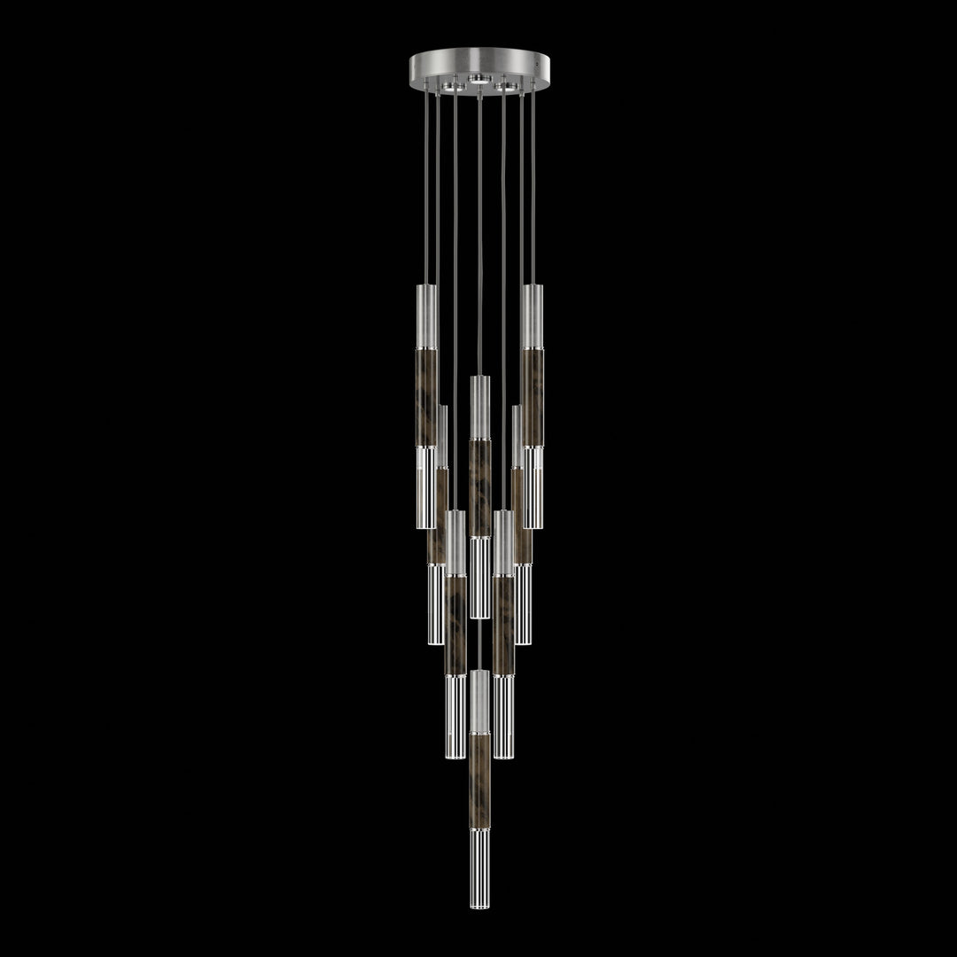 Fine Art Handcrafted Lighting Antonia 16"W Round Pendant 100017 in Standard Silver Leaf, Nickel, Charcoal (100017-421)
