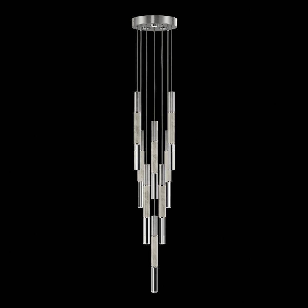 Fine Art Handcrafted Lighting Antonia 16"W Round Pendant 100017 in Standard Silver Leaf, Nickel, Smoke (100017-422)