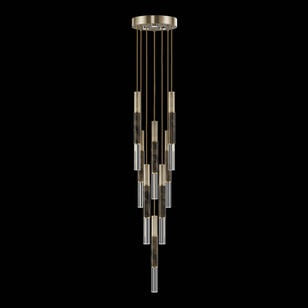 Fine Art Handcrafted Lighting Antonia 16"W Round Pendant 100017 in Standard Soft Gold Leaf, Brass, Charcoal (100017-511)