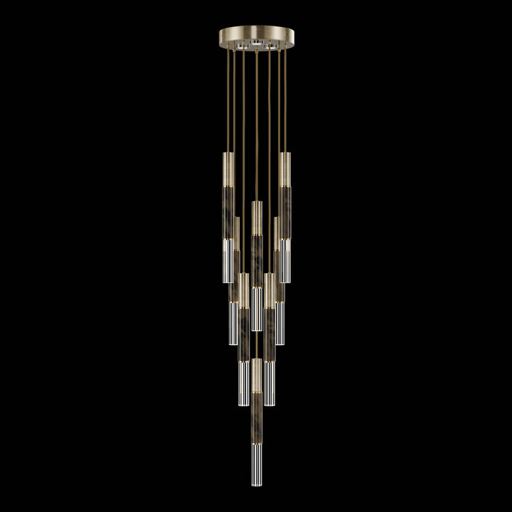 Fine Art Handcrafted Lighting Antonia 16"W Round Pendant 100017 in Standard Soft Gold Leaf, Brass, Charcoal (100017-511)