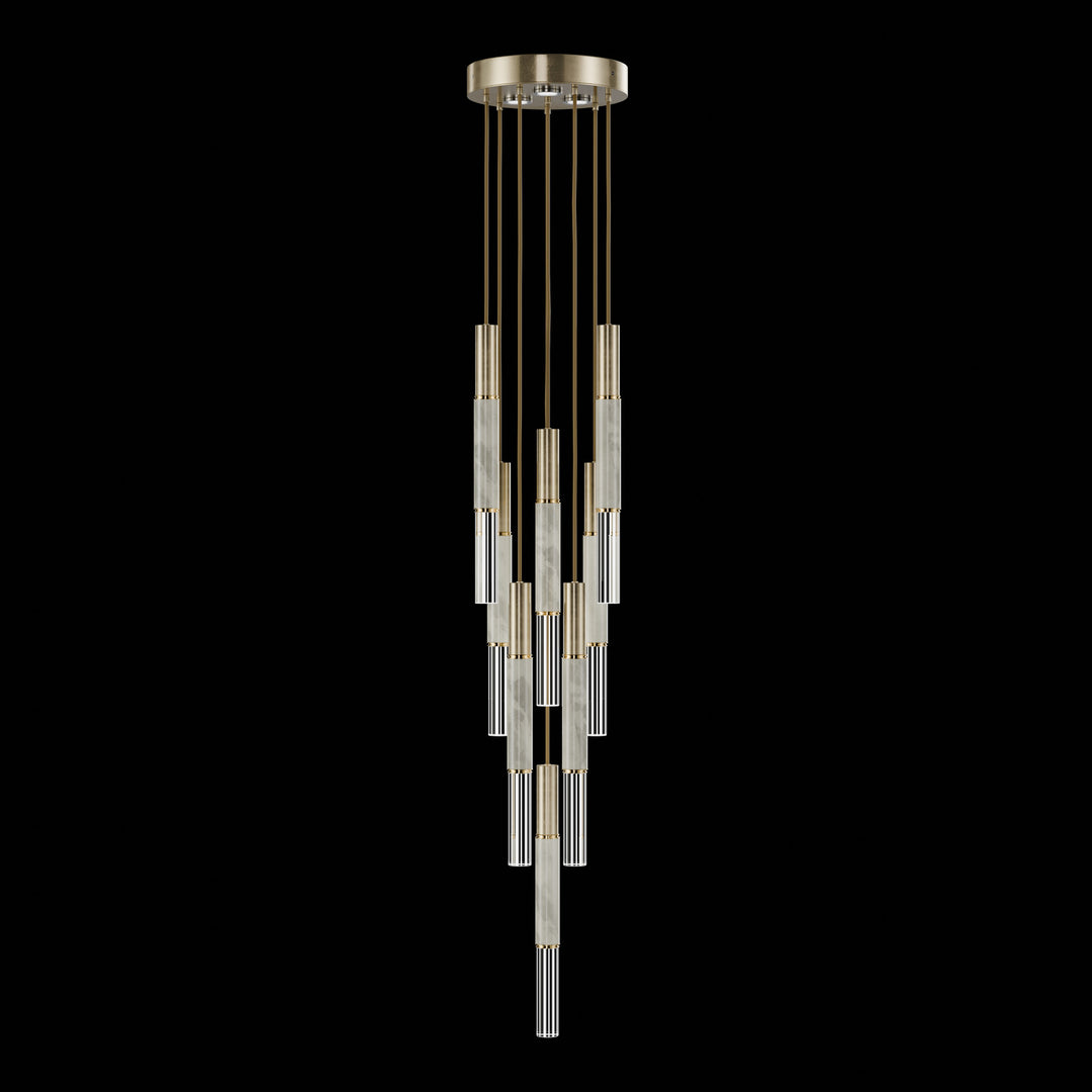 Fine Art Handcrafted Lighting Antonia 16"W Round Pendant 100017 in Standard Soft Gold Leaf, Brass, Smoke (100017-512)