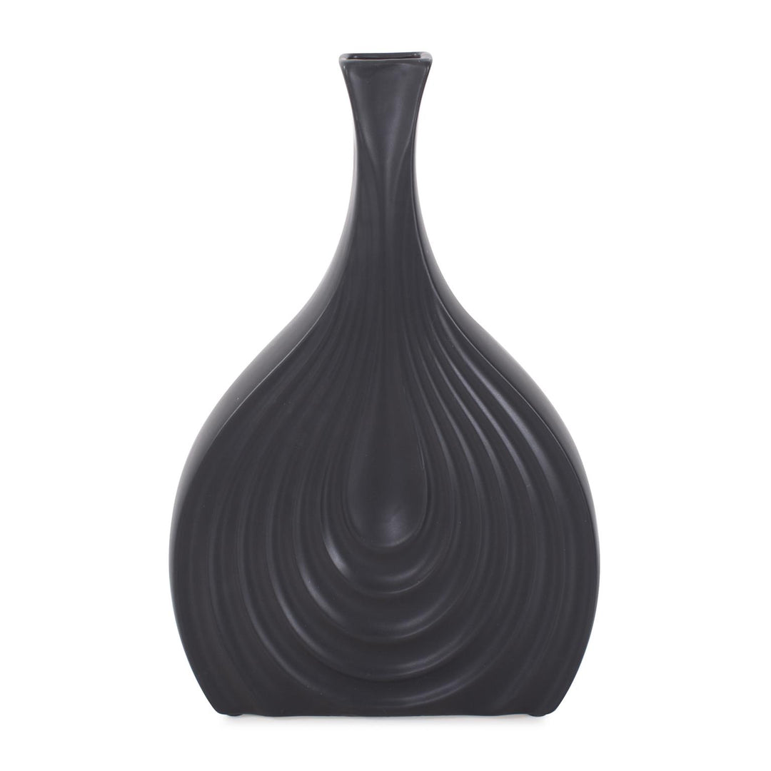 Howard Elliott Collection Black Onion Tapered Low Ceramic Vase