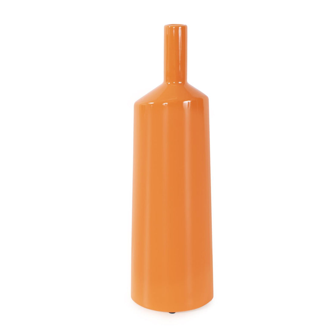 Howard Elliott Collection Orange Valencia Askewed Short Bottle Vase