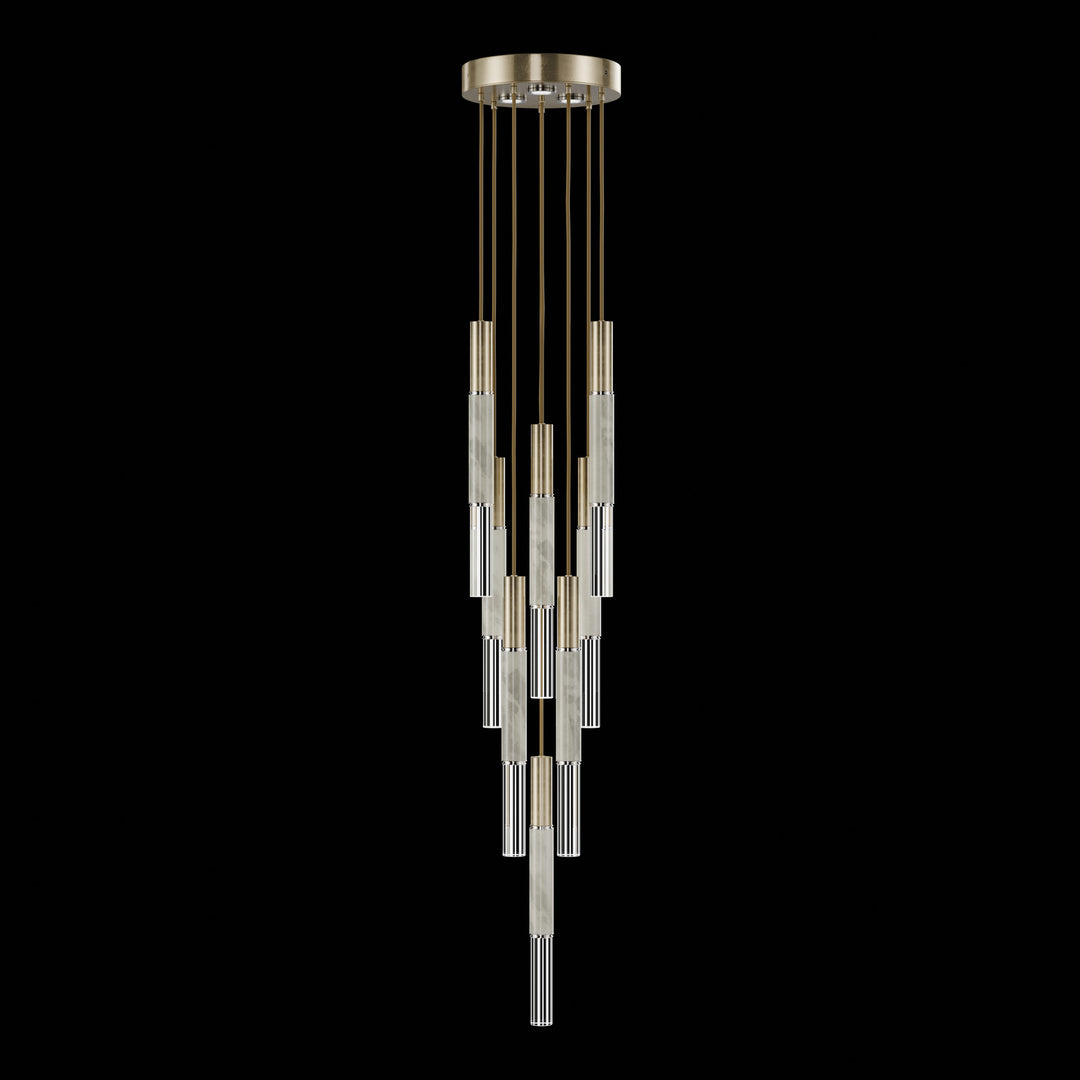 Fine Art Handcrafted Lighting Antonia 16"W Round Pendant 100017 in Standard Soft Gold Leaf, Nickel, Smoke (100017-522)