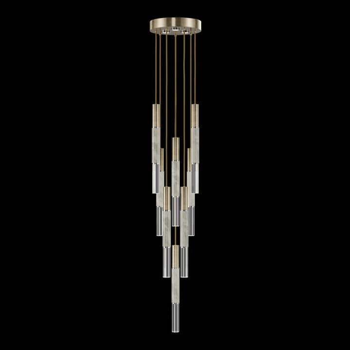 Fine Art Handcrafted Lighting Antonia 16"W Round Pendant 100017 in Standard Soft Gold Leaf, Nickel, Smoke (100017-522)