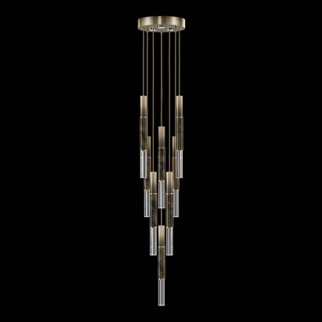 Fine Art Handcrafted Lighting Antonia 16"W Round Pendant 100017 in Soft Ombre Bronze, Brass, Charcoal (100017-611)
