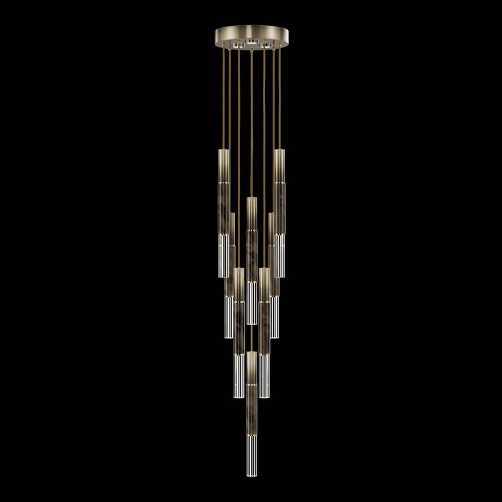 Fine Art Handcrafted Lighting Antonia 16"W Round Pendant 100017 in Soft Ombre Bronze, Brass, Charcoal (100017-611)
