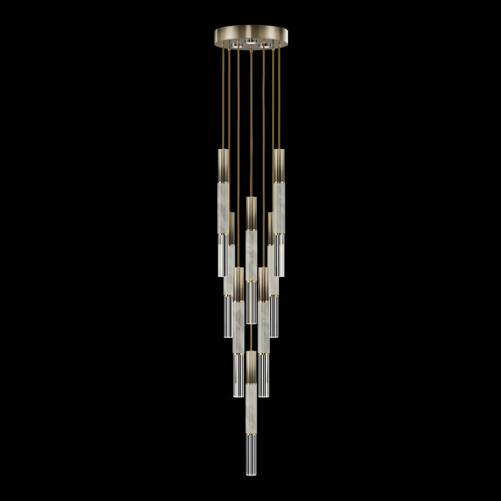 Fine Art Handcrafted Lighting Antonia 16"W Round Pendant 100017 in Soft Ombre Bronze, Brass, Smoke (100017-612)