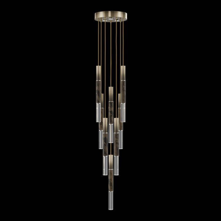 Fine Art Handcrafted Lighting Antonia 16"W Round Pendant 100017 in Soft Ombre Bronze, Nickel, Charcoal (100017-621)
