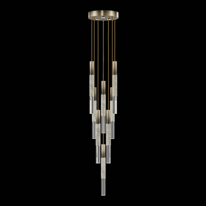 Fine Art Handcrafted Lighting Antonia 16"W Round Pendant 100017 in Soft Ombre Bronze, Nickel, Smoke (100017-622)