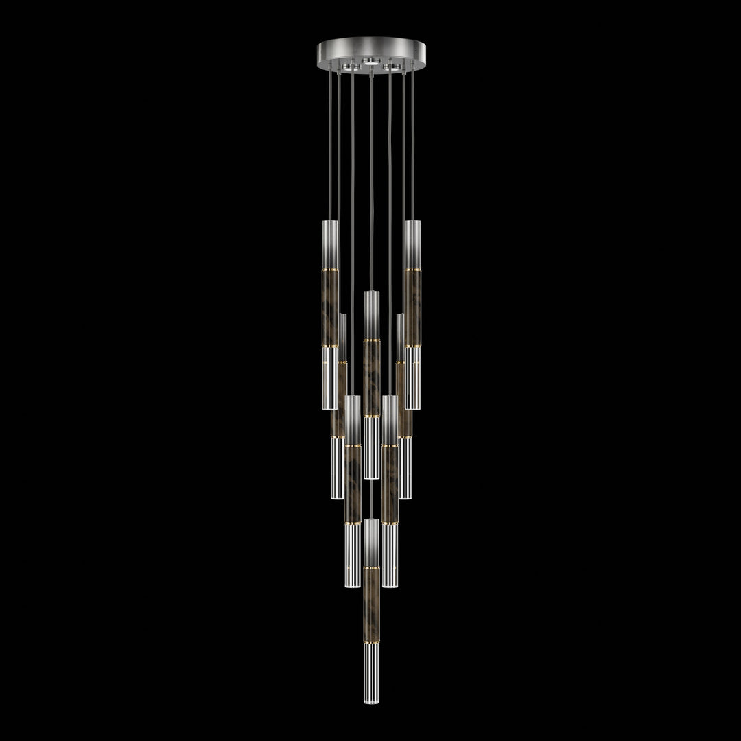 Fine Art Handcrafted Lighting Antonia 16"W Round Pendant 100017 in Soft Ombre Silver Leaf, Brass, Charcoal (100017-711)
