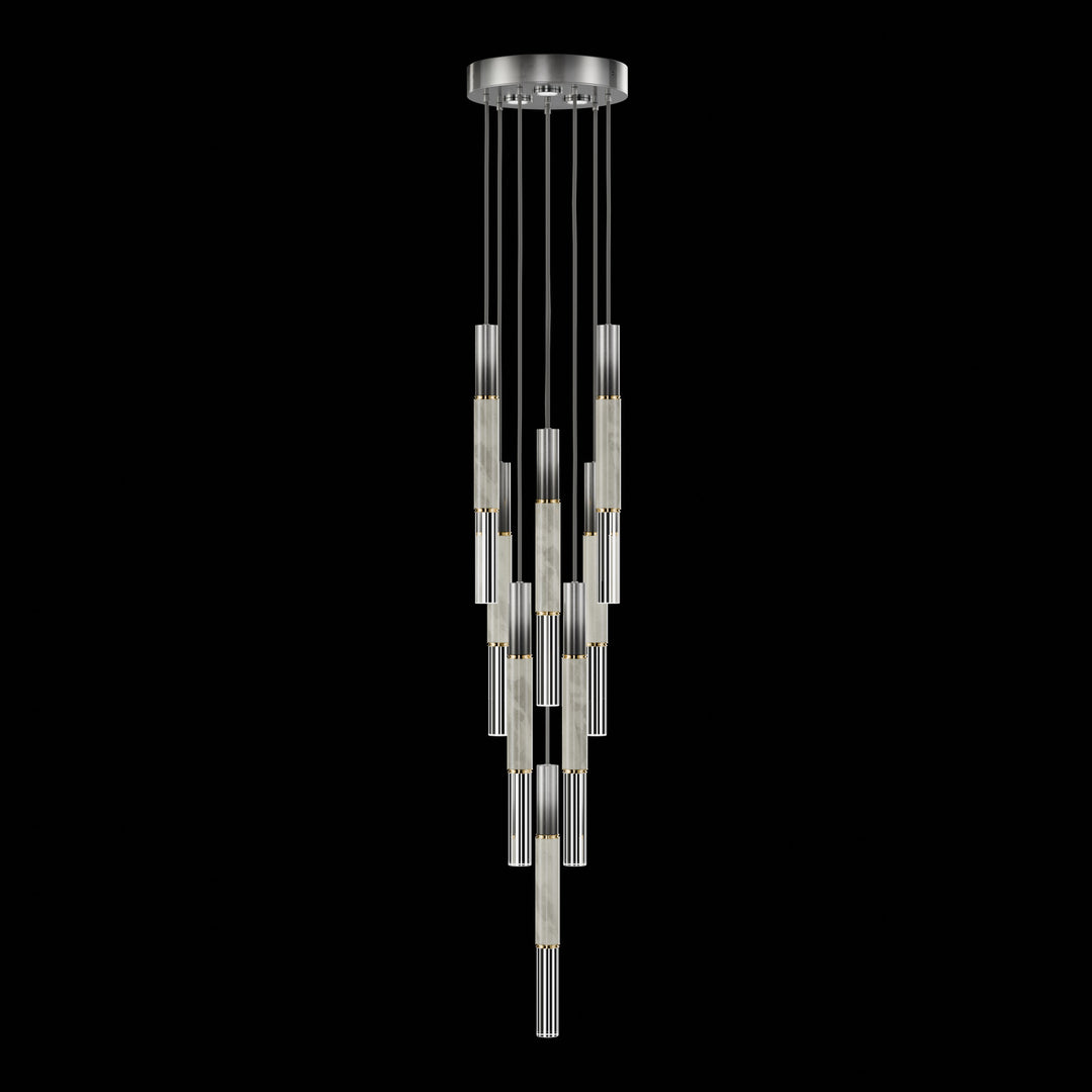 Fine Art Handcrafted Lighting Antonia 16"W Round Pendant 100017 in Soft Ombre Silver Leaf, Brass, Smoke (100017-712)
