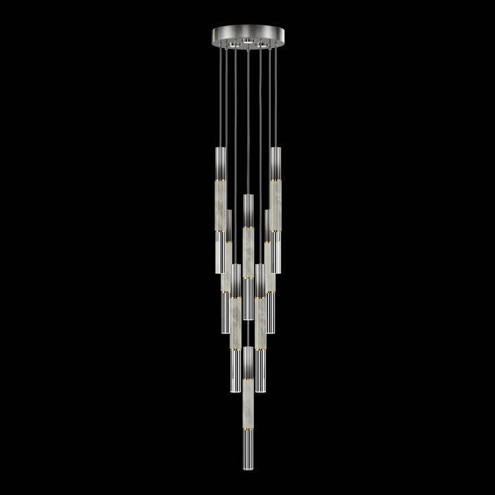 Fine Art Handcrafted Lighting Antonia 16"W Round Pendant 100017 in Soft Ombre Silver Leaf, Brass, Smoke (100017-712)