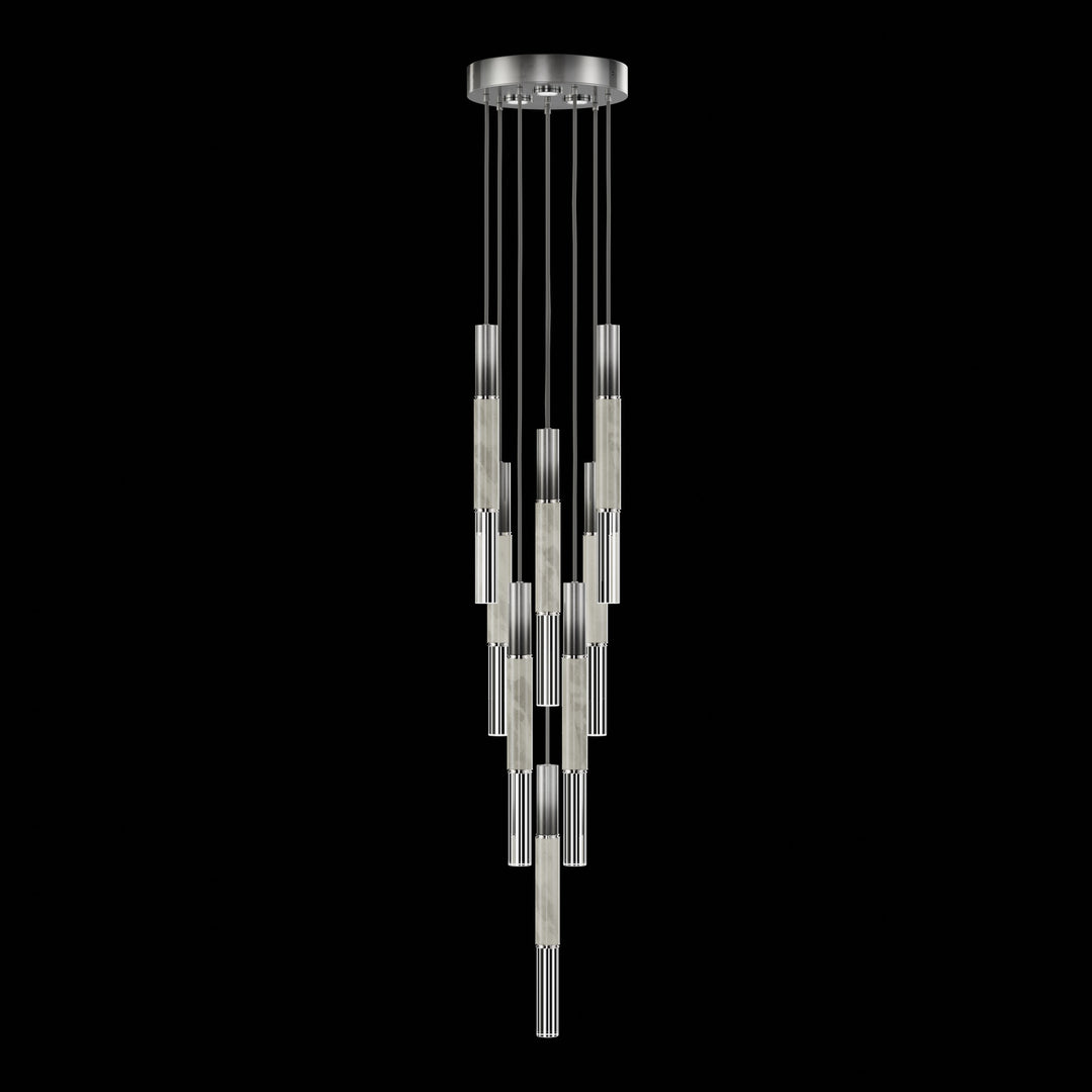 Fine Art Handcrafted Lighting Antonia 16"W Round Pendant 100017 in Soft Ombre Silver Leaf, Nickel, Smoke (100017-722)