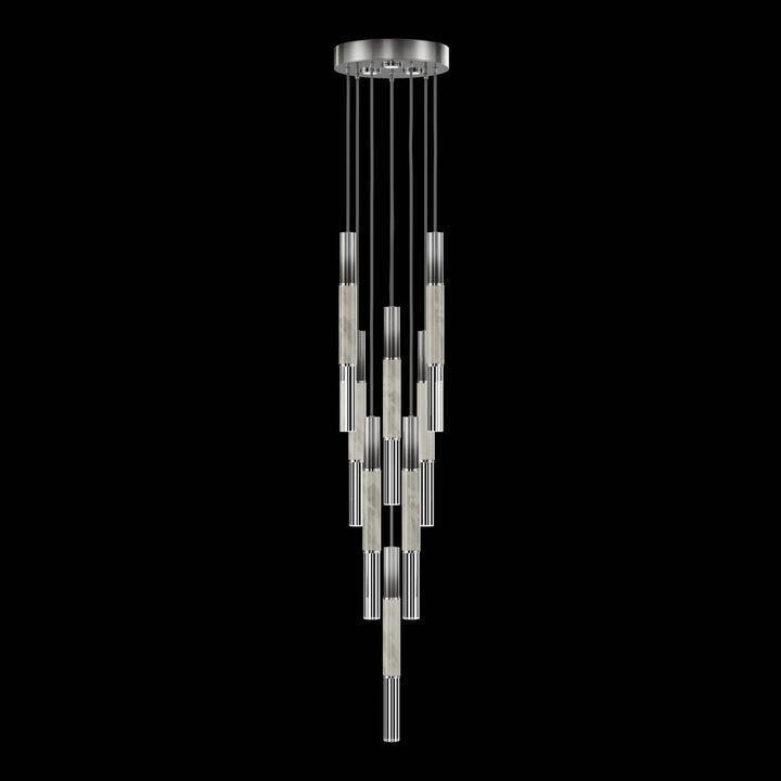 Fine Art Handcrafted Lighting Antonia 16"W Round Pendant 100017 in Soft Ombre Silver Leaf, Nickel, Smoke (100017-722)