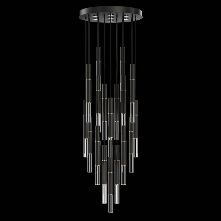 Fine Art Handcrafted Lighting Antonia 31"W Round Pendant in Standard Black Iron, Brass, No Parchment/Same as Finish (100018-110)
