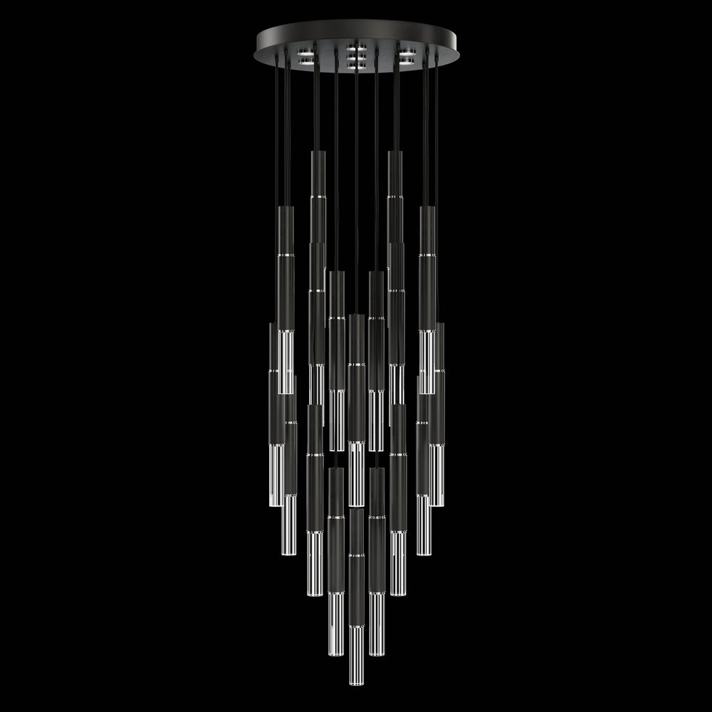 Fine Art Handcrafted Lighting Antonia 31"W Round Pendant in Standard Black Iron, Nickel, No Parchment/Same as Finish (100018-120)