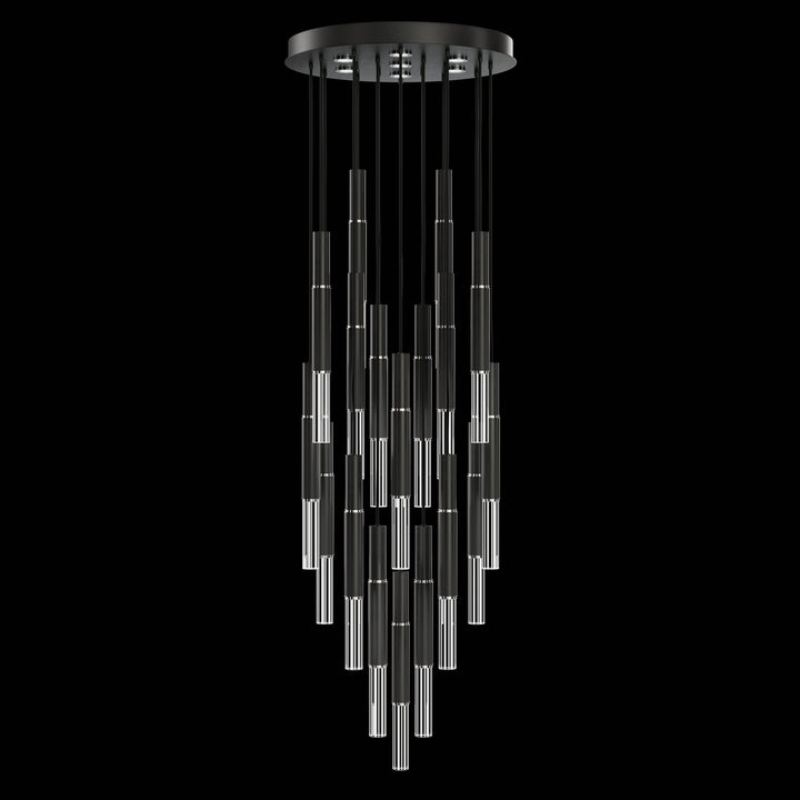 Fine Art Handcrafted Lighting Antonia 31"W Round Pendant in Standard Black Iron, Nickel, No Parchment/Same as Finish (100018-120)