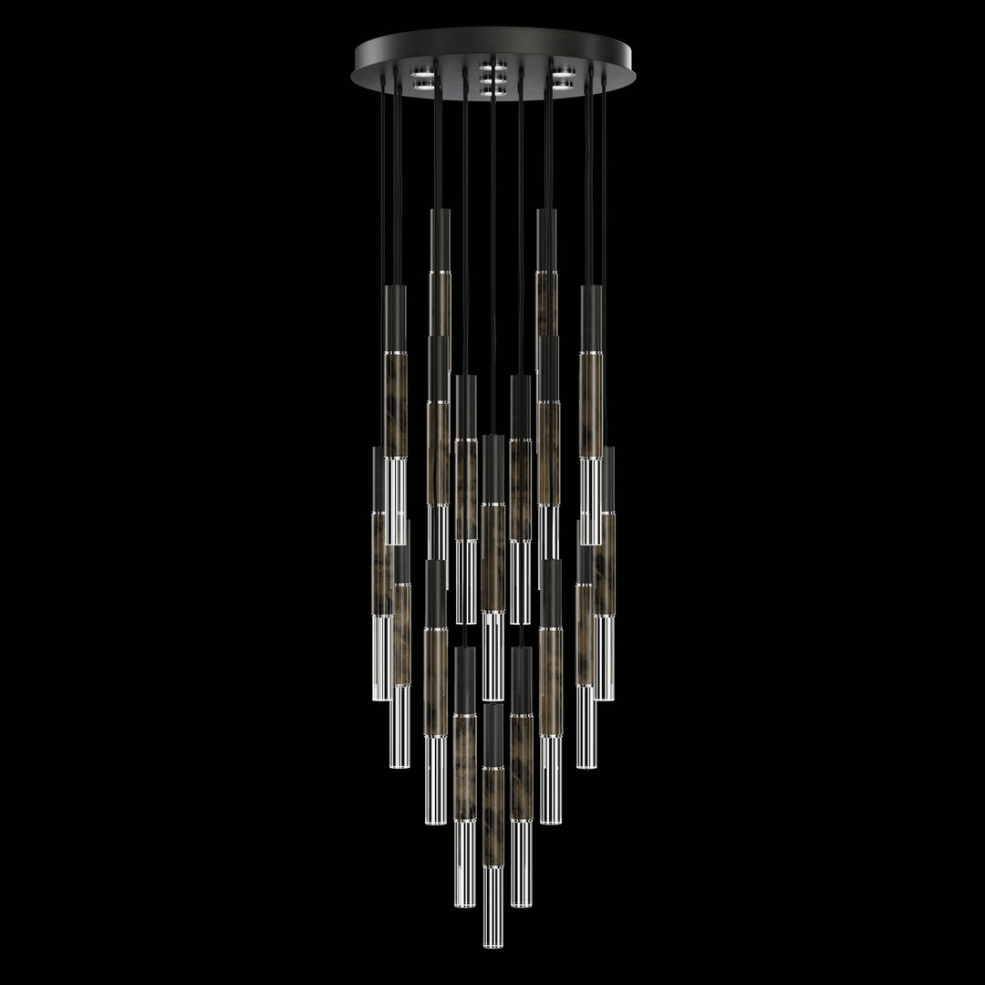Fine Art Handcrafted Lighting Antonia 31"W Round Pendant in Standard Black Iron, Nickel, Charcoal (100018-121)