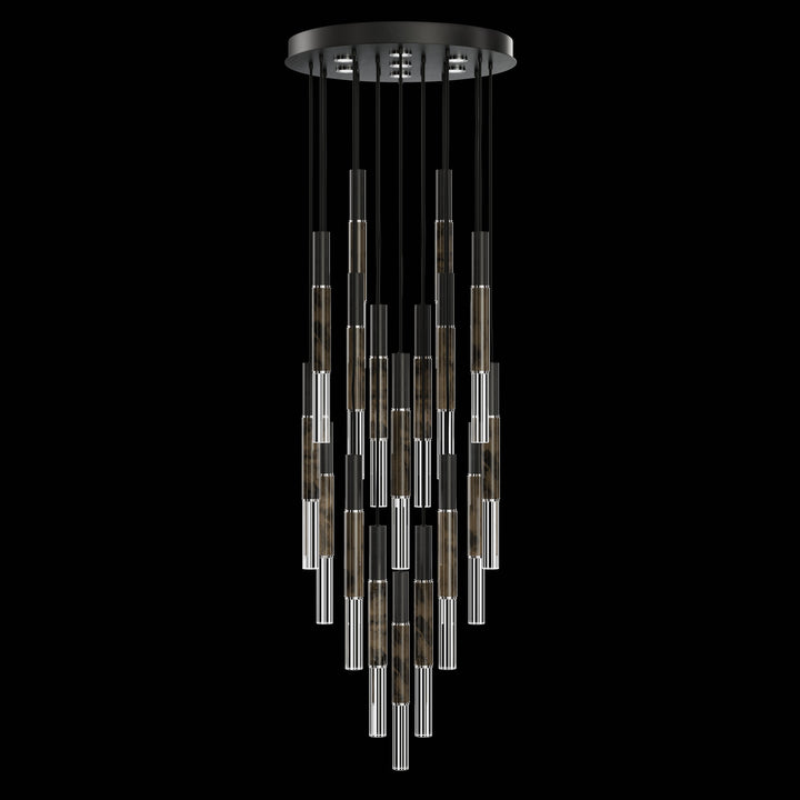 Fine Art Handcrafted Lighting Antonia 31"W Round Pendant in Standard Black Iron, Nickel, Charcoal (100018-121)