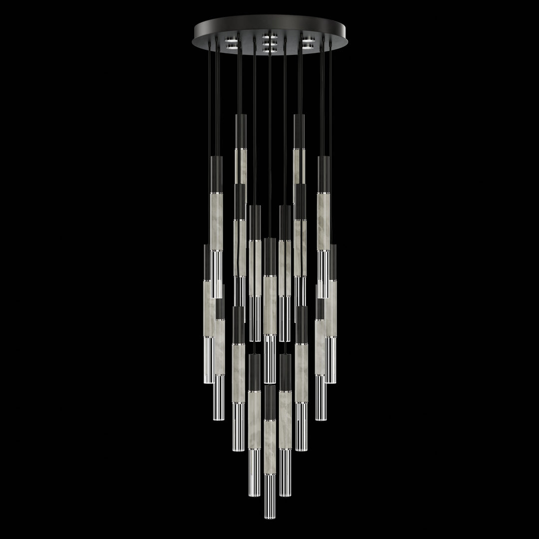 Fine Art Handcrafted Lighting Antonia 31"W Round Pendant in Standard Black Iron, Nickel, Smoke (100018-122)