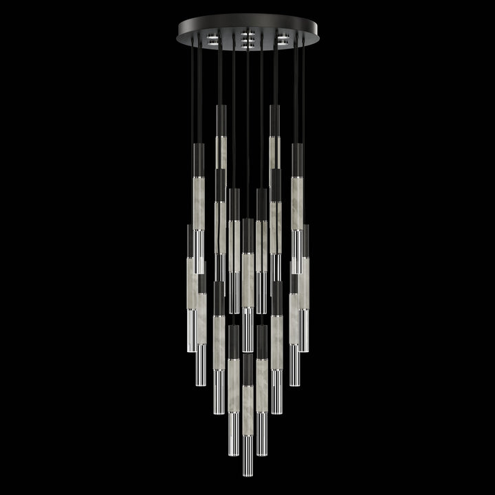 Fine Art Handcrafted Lighting Antonia 31"W Round Pendant in Standard Black Iron, Nickel, Smoke (100018-122)
