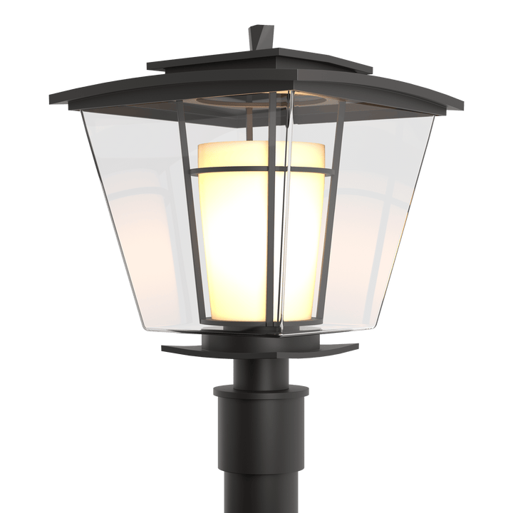 Hubbardton Forge Beacon Hall Outdoor Post Light Pier & Post Mount Lights Hubbardton Forge Coastal Oil Rubbed Bronze Clear Glass with Opal Diffuser (ZU)