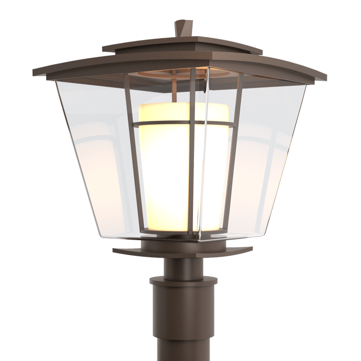 Hubbardton Forge Beacon Hall Outdoor Post Light Pier & Post Mount Lights Hubbardton Forge Coastal Bronze Clear Glass with Opal Diffuser (ZU)