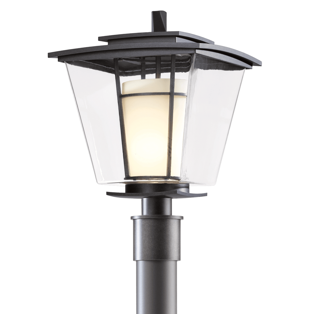 Hubbardton Forge Beacon Hall Outdoor Post Light Pier & Post Mount Lights Hubbardton Forge Coastal Dark Smoke Clear Glass with Opal Diffuser (ZU)