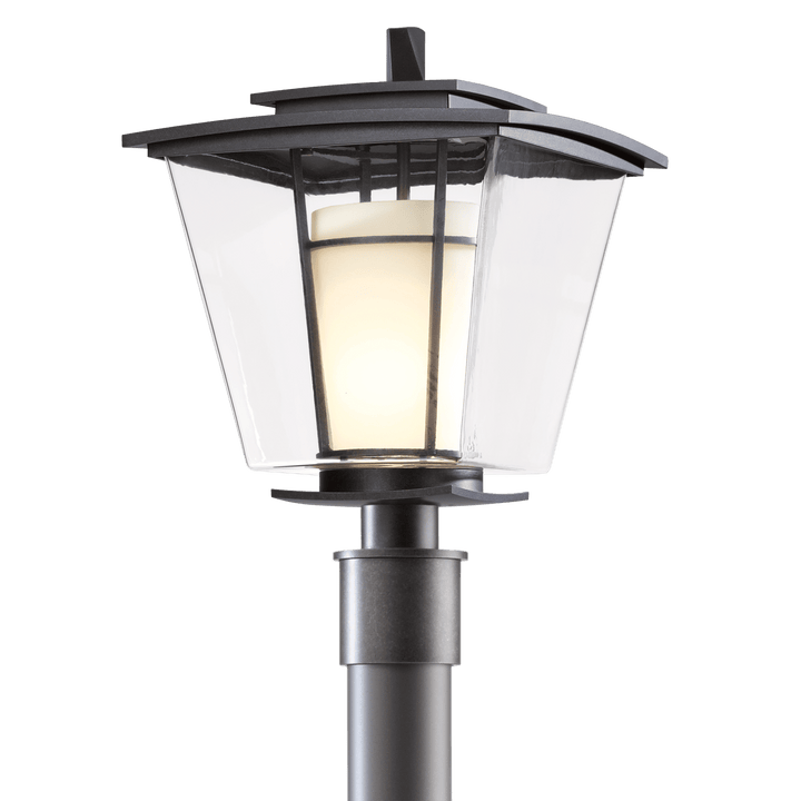 Hubbardton Forge Beacon Hall Outdoor Post Light Pier & Post Mount Lights Hubbardton Forge Coastal Dark Smoke Clear Glass with Opal Diffuser (ZU)