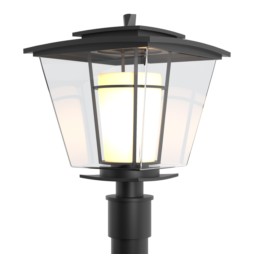 Hubbardton Forge Beacon Hall Outdoor Post Light Pier & Post Mount Lights Hubbardton Forge Coastal Black Clear Glass with Opal Diffuser (ZU)