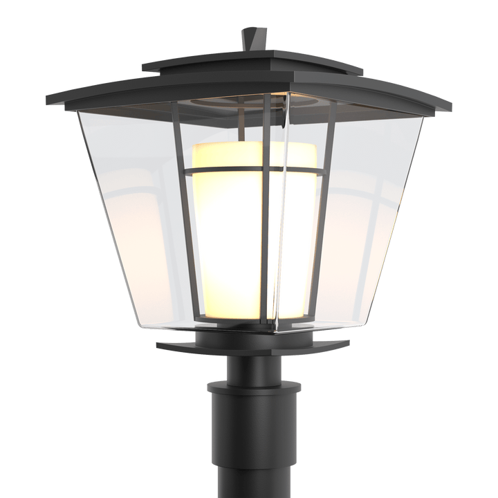 Hubbardton Forge Beacon Hall Outdoor Post Light Pier & Post Mount Lights Hubbardton Forge Coastal Black Clear Glass with Opal Diffuser (ZU)