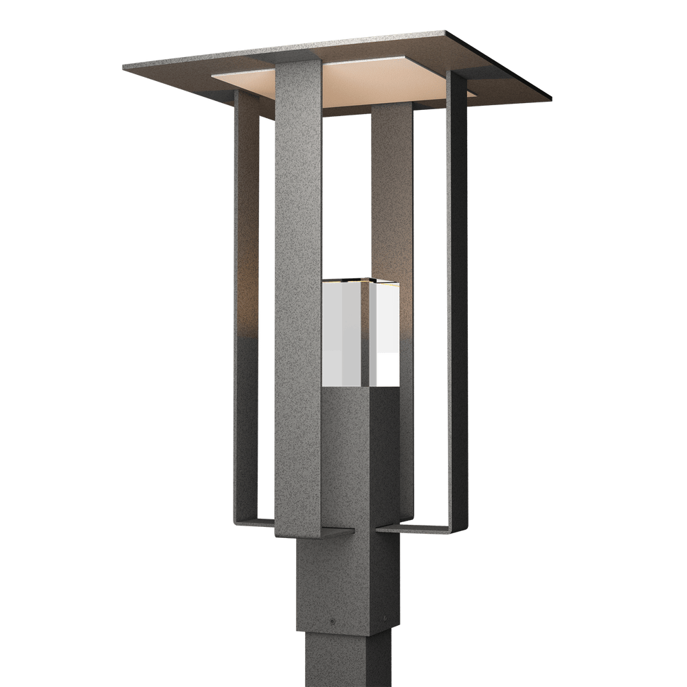 Hubbardton Forge Shadow Box Outdoor Post Light Pier & Post Mount Lights Hubbardton Forge Coastal Natural Iron Clear Glass (ZM) Coastal Silver