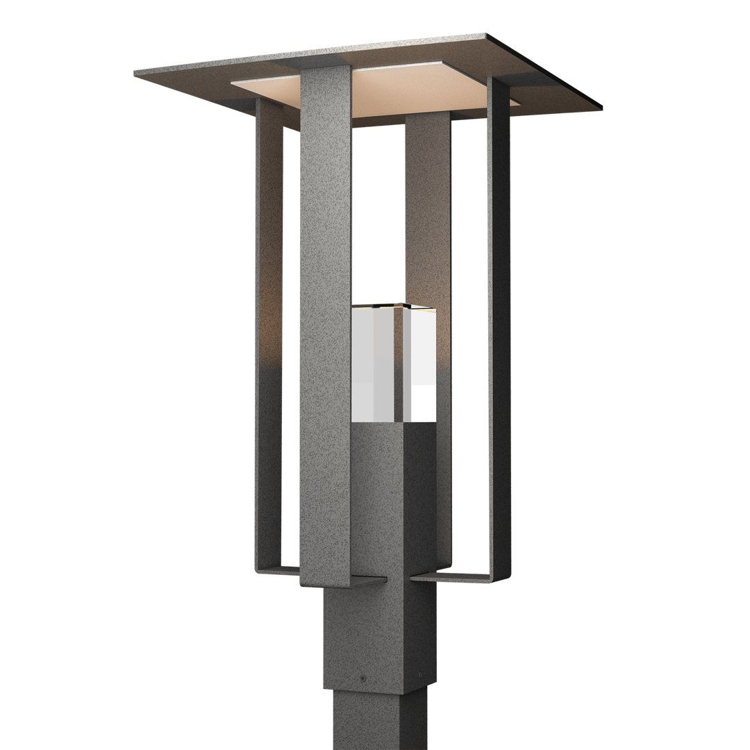 Hubbardton Forge Shadow Box Outdoor Post Light Pier & Post Mount Lights Hubbardton Forge Coastal Natural Iron Clear Glass (ZM) Coastal Silver