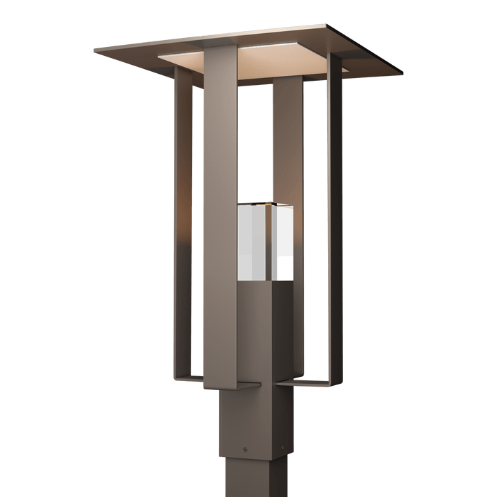 Hubbardton Forge Shadow Box Outdoor Post Light Pier & Post Mount Lights Hubbardton Forge Coastal Dark Smoke Clear Glass (ZM) Coastal Silver