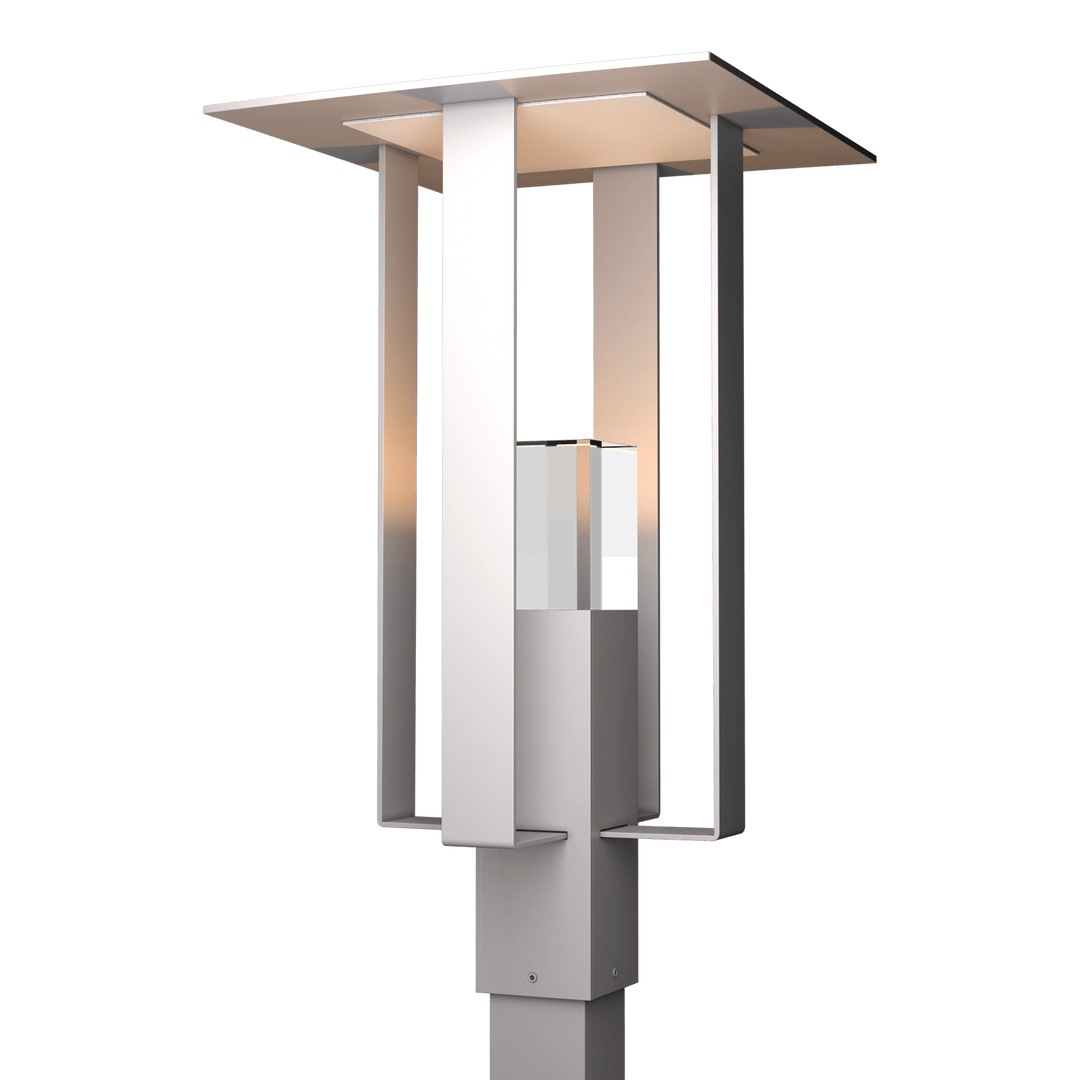 Hubbardton Forge Shadow Box Outdoor Post Light Pier & Post Mount Lights Hubbardton Forge Coastal Burnished Steel Clear Glass (ZM) Coastal Silver