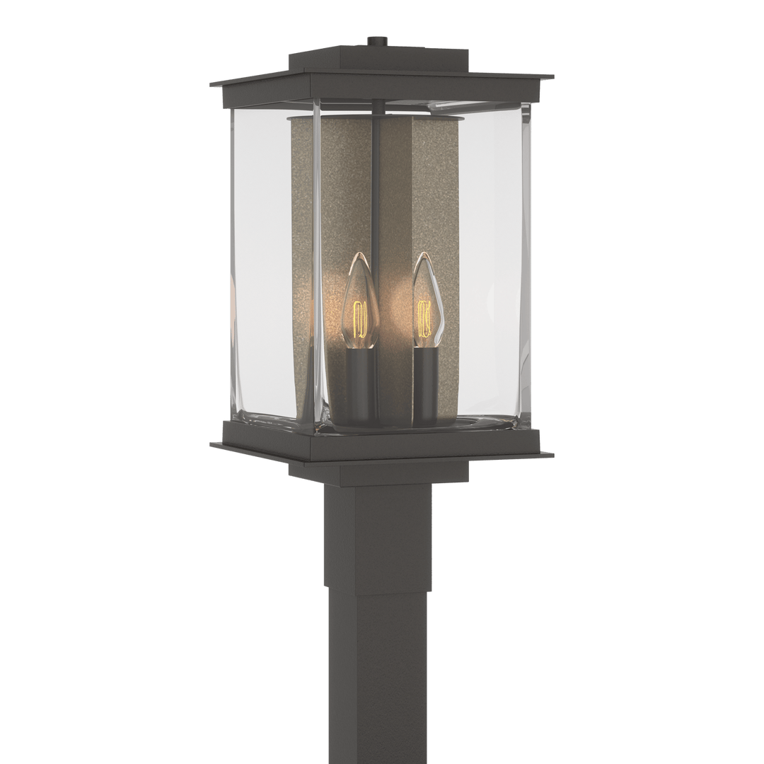 Hubbardton Forge Kingston Outdoor Post Light Pier & Post Mount Lights Hubbardton Forge Coastal Oil Rubbed Bronze Clear Glass (ZM) Translucent Soft Gold