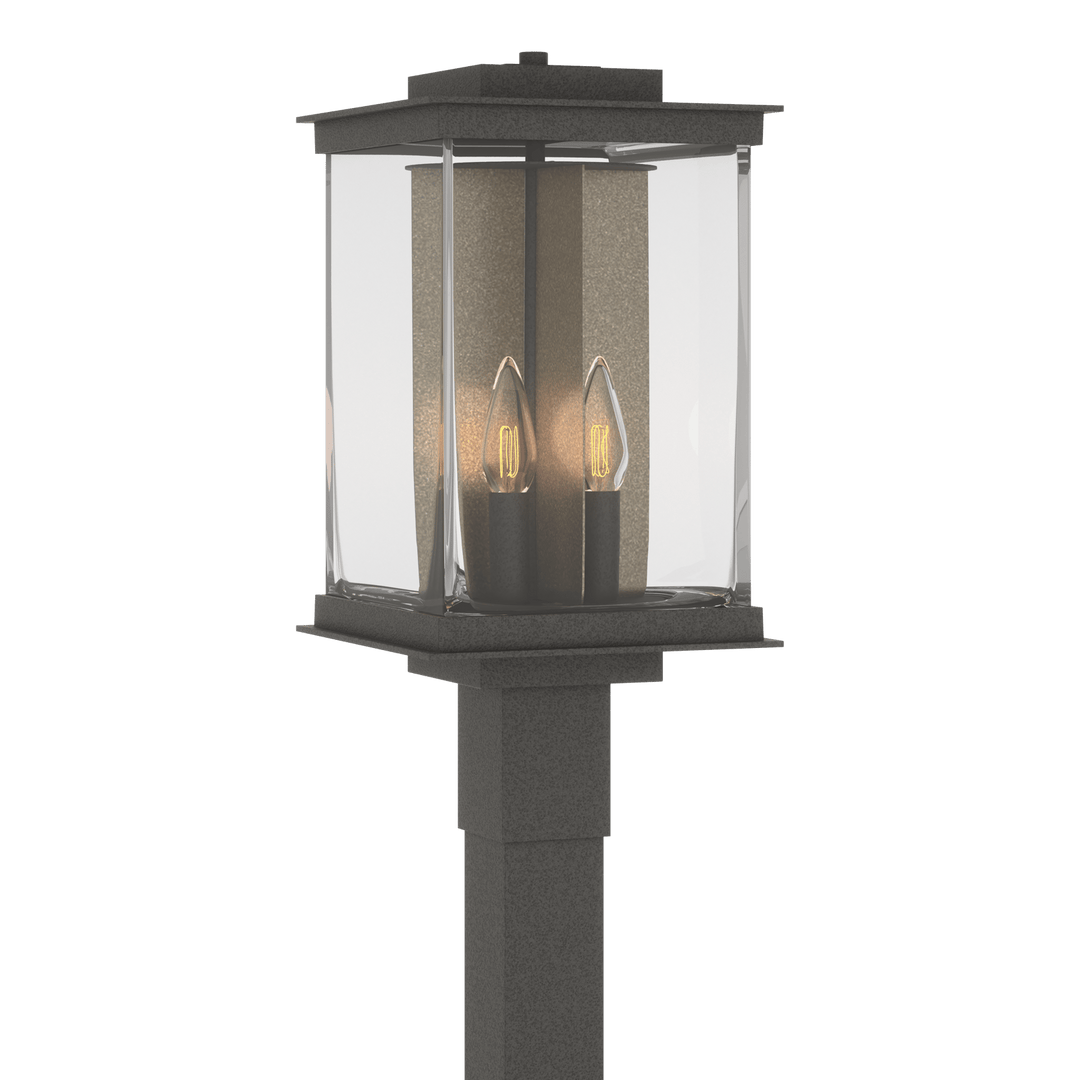 Hubbardton Forge Kingston Outdoor Post Light Pier & Post Mount Lights Hubbardton Forge Coastal Natural Iron Clear Glass (ZM) Translucent Soft Gold