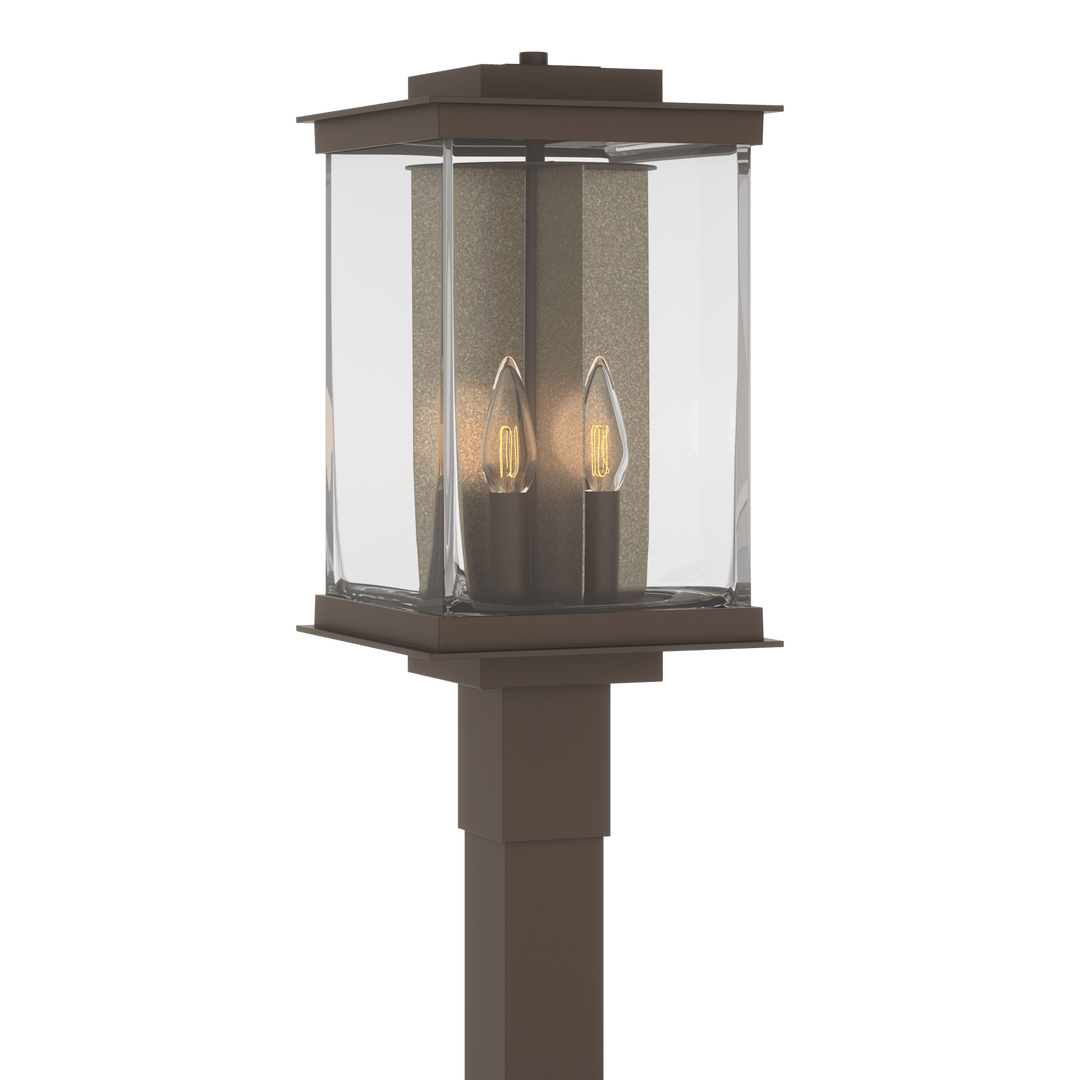 Hubbardton Forge Kingston Outdoor Post Light Pier & Post Mount Lights Hubbardton Forge Coastal Bronze Clear Glass (ZM) Translucent Soft Gold