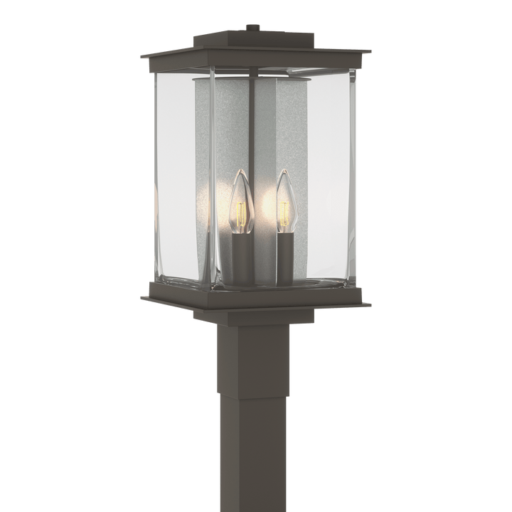 Hubbardton Forge Kingston Outdoor Post Light Pier & Post Mount Lights Hubbardton Forge Coastal Dark Smoke Clear Glass (ZM) Translucent Vintage Platinum